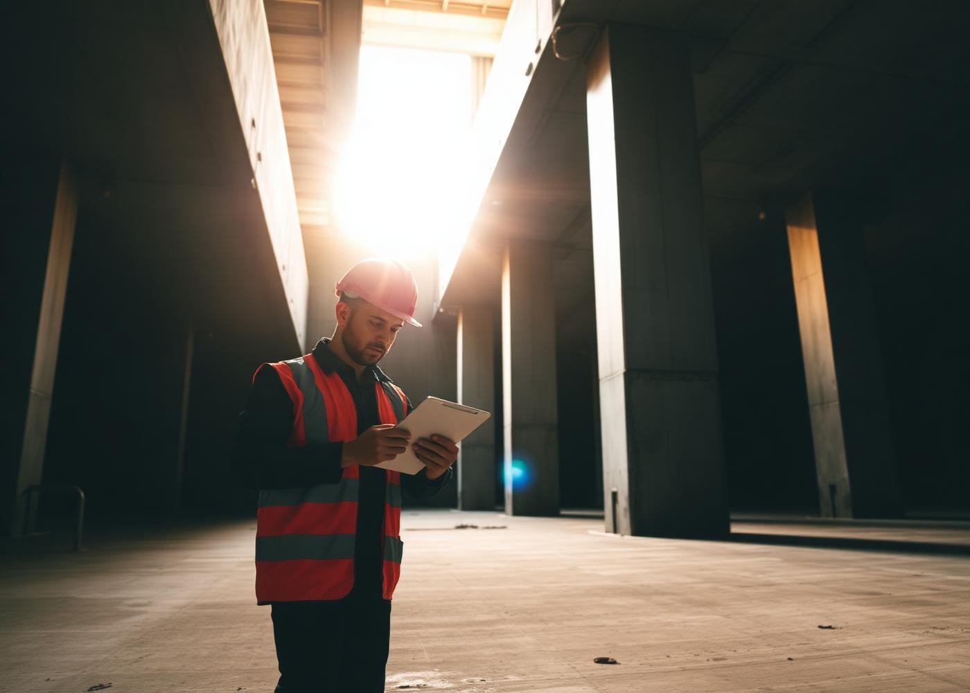 Engenheiro realizando inspeção técnica em uma estrutura